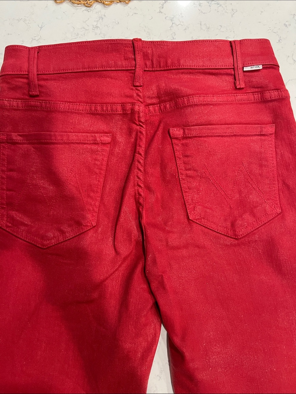 MOTHER The Hustler Ankle Fray Red Cropped Ankle Jeans - Picture 6 of 8